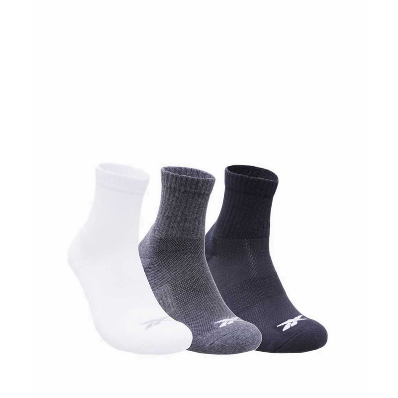 Reebok 3P Barzan Quarter Men's Socks -  Grey Melange/Navy/Black